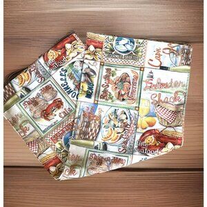 Vintage Lobster Shack Seafood Table Runner 13x70" Colorful Beach Coastal Decor